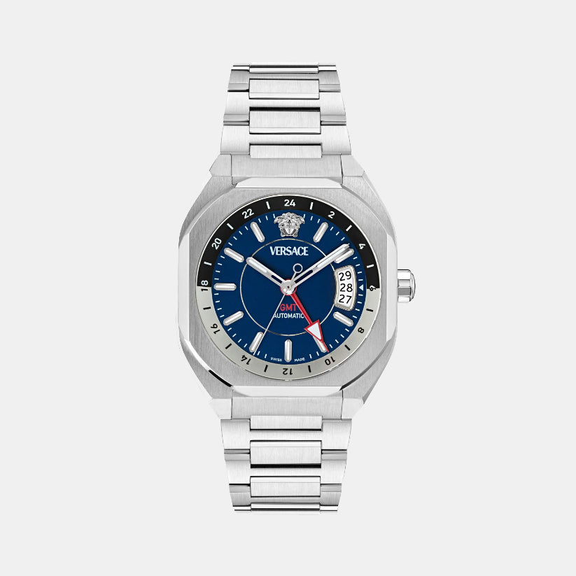 Men V-Contempo GMT Blue Dial Analog Stainless Steel Watch VE0I00225