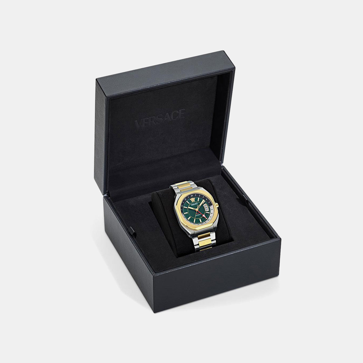 V-Contempo Gmt(Wc-0I) Men Quartz Green Dial Analog Stainless Steel Watch VE0I00325