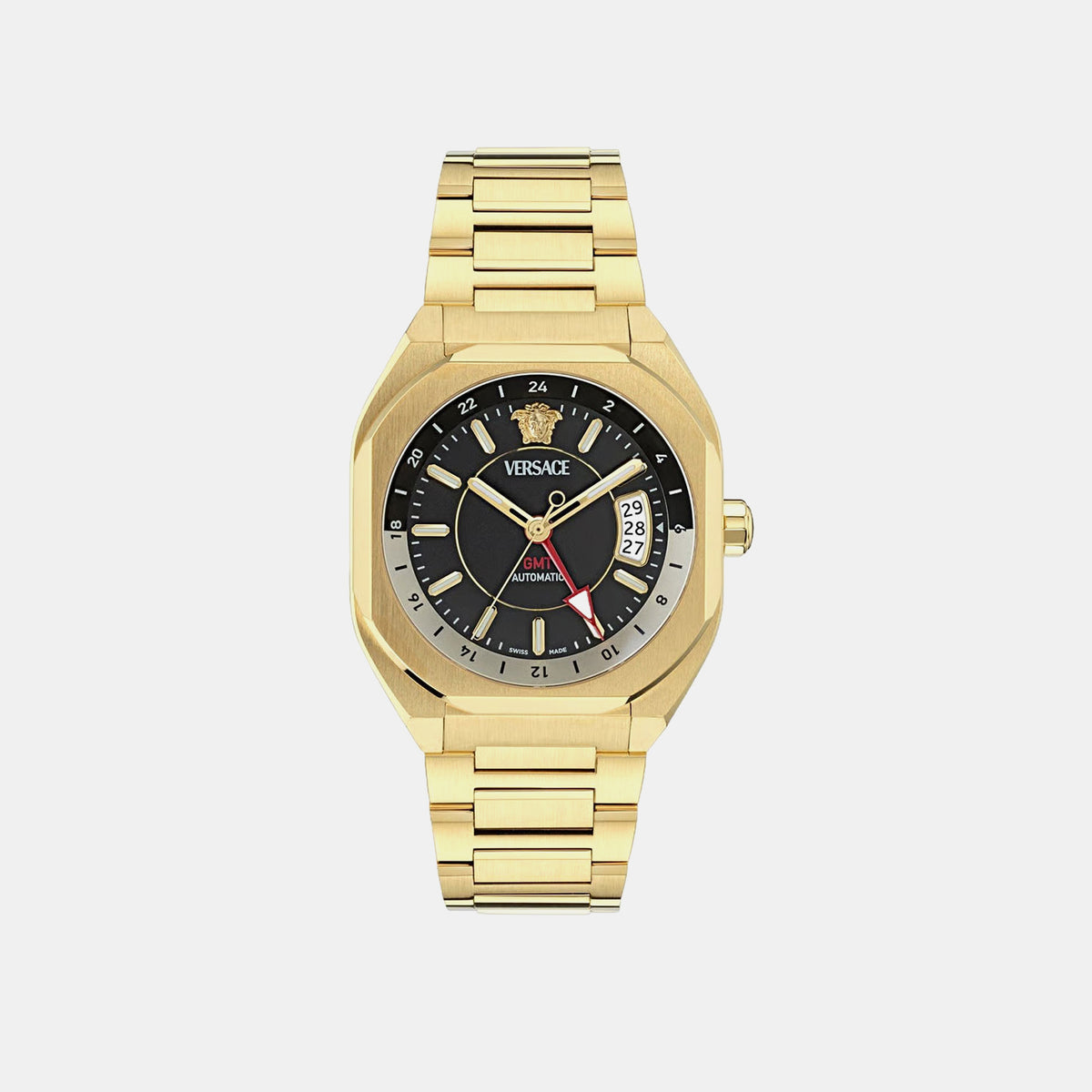 V-Contempo Gmt(Wc-0I) Men Quartz Black Dial Analog Stainless Steel Watch VE0I00425