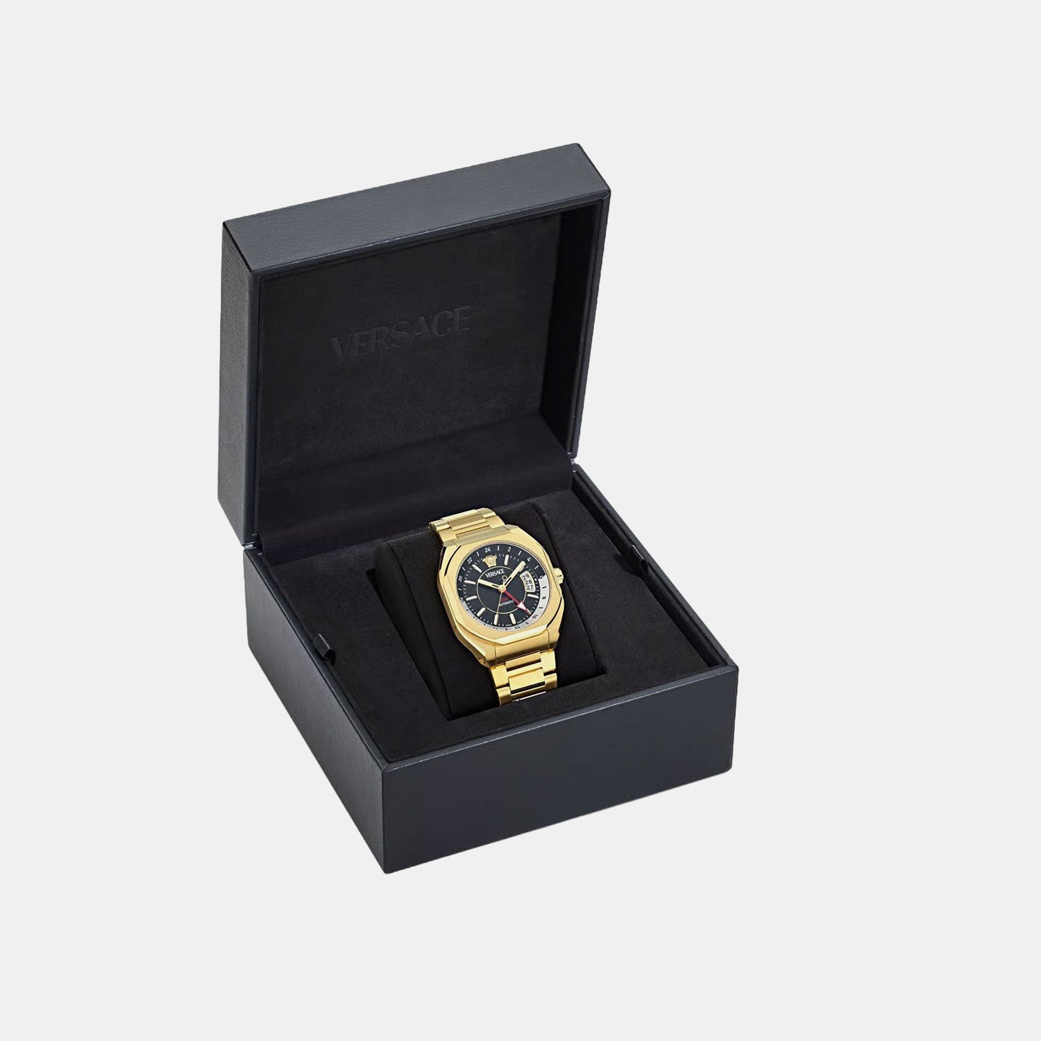 Men GMT Black Dial Analog Stainless Steel Watch VE0I00425