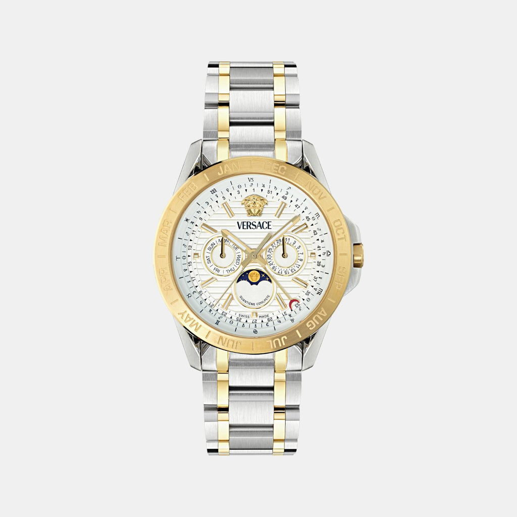 Galaxy Moonphase Men Quartz White Dial Multi-Function Stainless Steel Watch VE0K00225