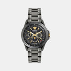 Galaxy Moonphase Men Quartz Black Dial Multi-Function Stainless Steel Watch VE0K00525