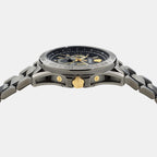 Galaxy Moonphase Men Quartz Black Dial Multi-Function Stainless Steel Watch VE0K00525