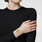 Versace Delphinus (Wc-0O) Women Quartz Gold Dial Analog Stainless Steel Watch VE0O00525