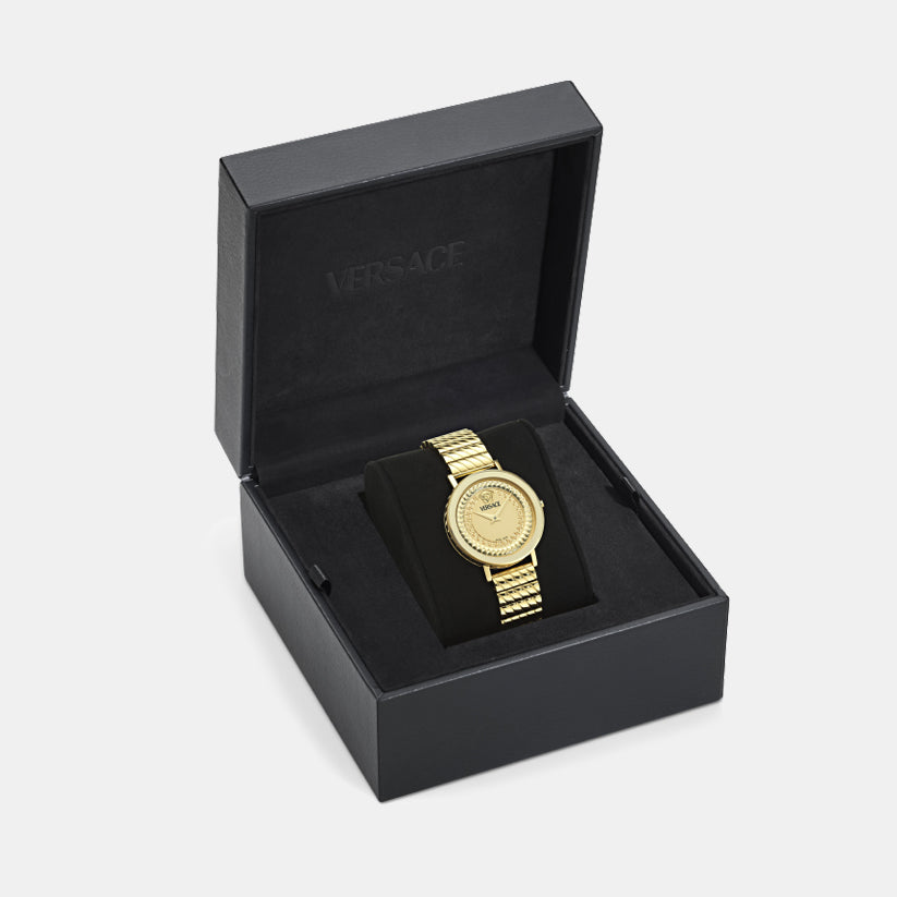 Delphinus Women Quartz Gold Dial Analog Recycled Steel Watch VE0O00525