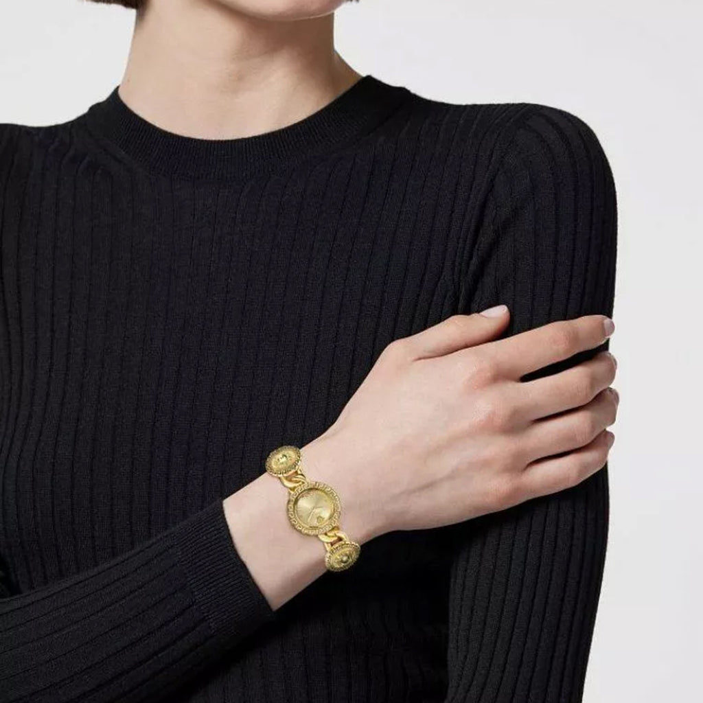 Stud Icon Women Quartz Gold Dial Analog Stainless Steel Watch VE0Q00425