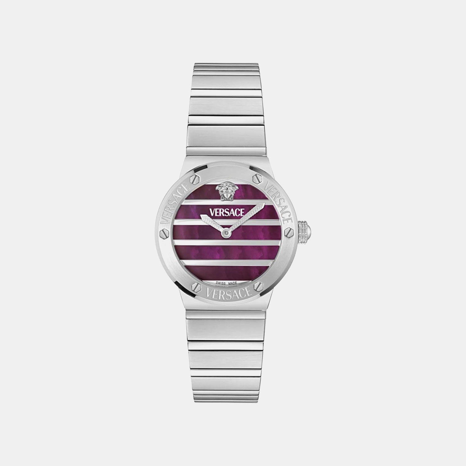 Women Quartz Burgundy Mother Of Pearl Dial Analog Recycled Steel Watch VE0S00125