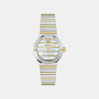 Women Quartz White Mother Of Pearl Dial Analog Recycled Steel Watch VE0S00325