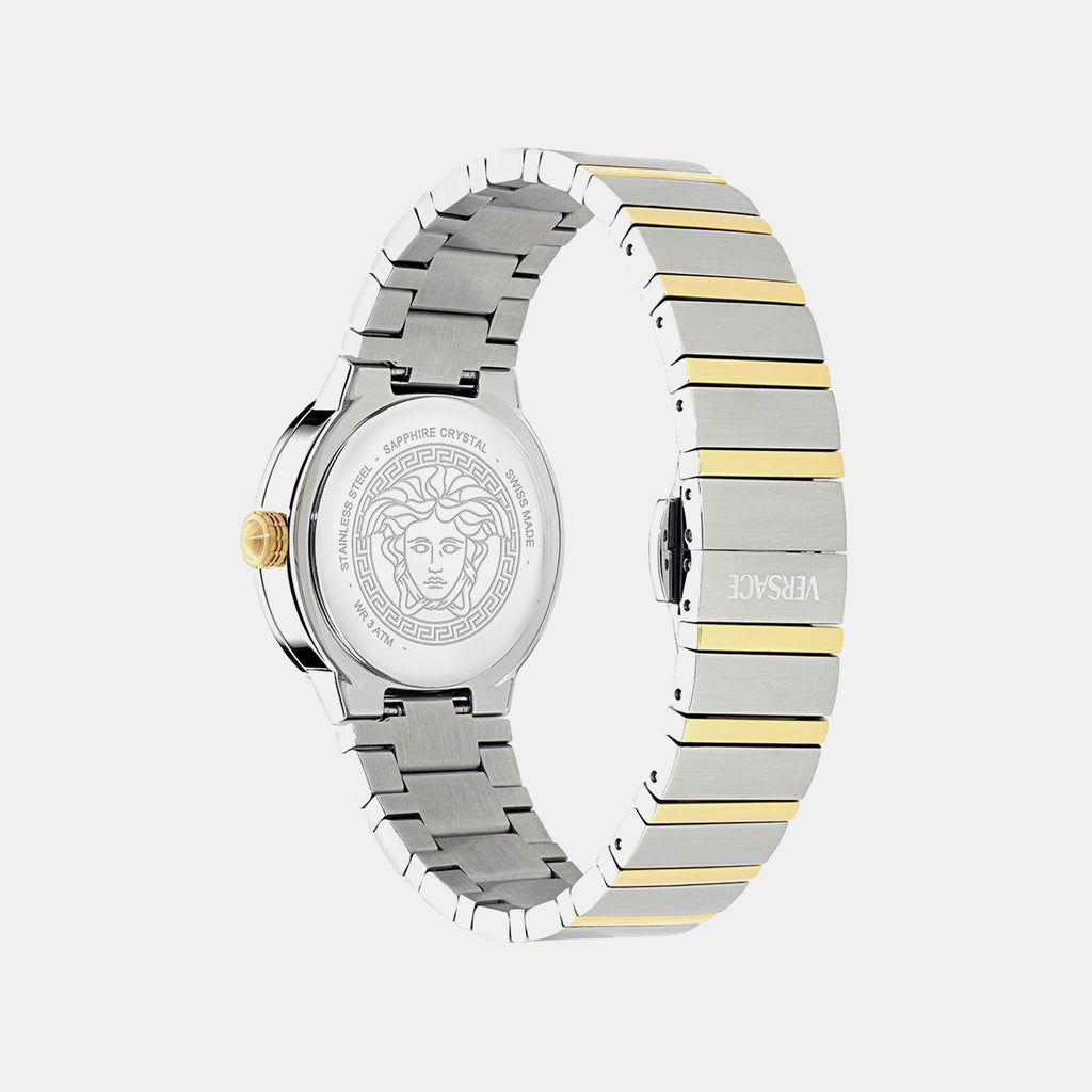 Women Quartz White Mother Of Pearl Dial Analog Recycled Steel Watch VE0S00325