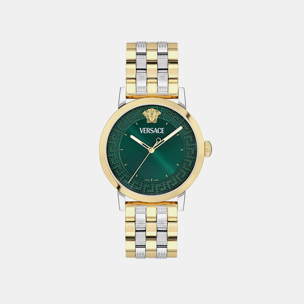 Men Quartz Green Dial Analog Recycled Steel Watch VE0T00425