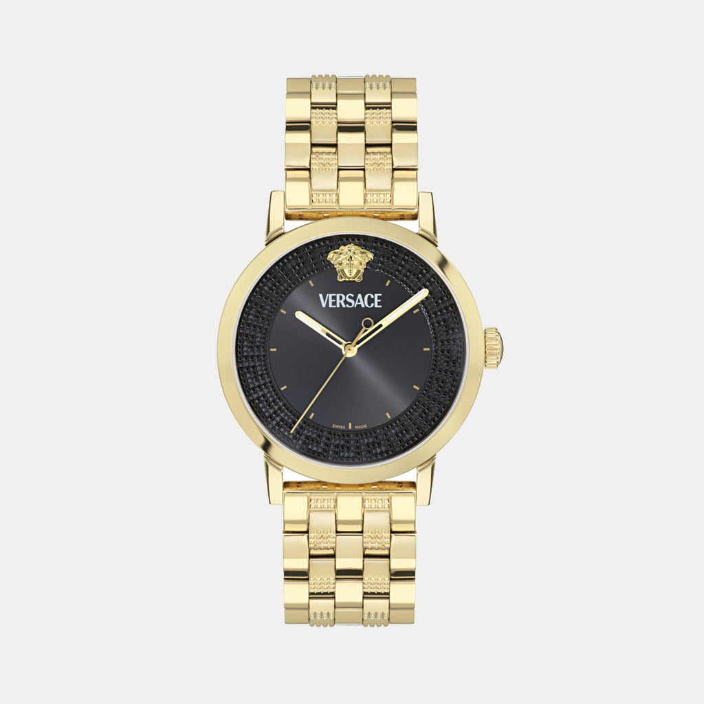 Men Quartz Black Dial Analog Stainless Steel Watch VE0T00525