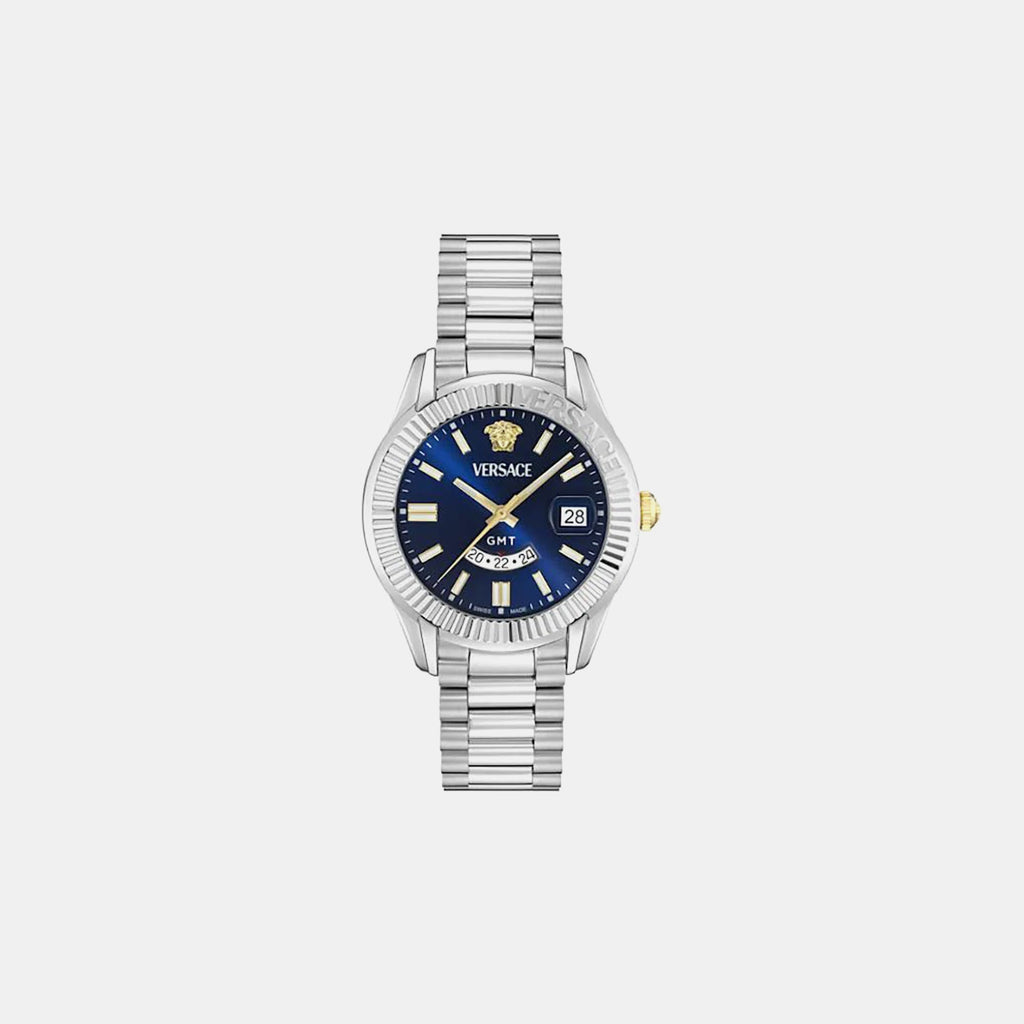 Men GMT Blue Dial Analog Recycled Steel Watch VE0U00125