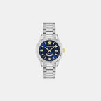 Men GMT Blue Dial Analog Recycled Steel Watch VE0U00125
