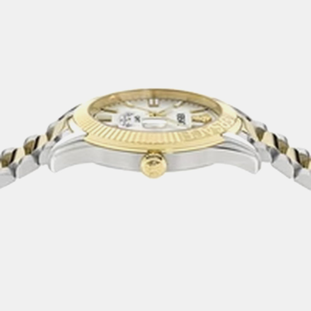 Men GMT Silver White Dial Analog Recycled Steel Watch VE0U00325