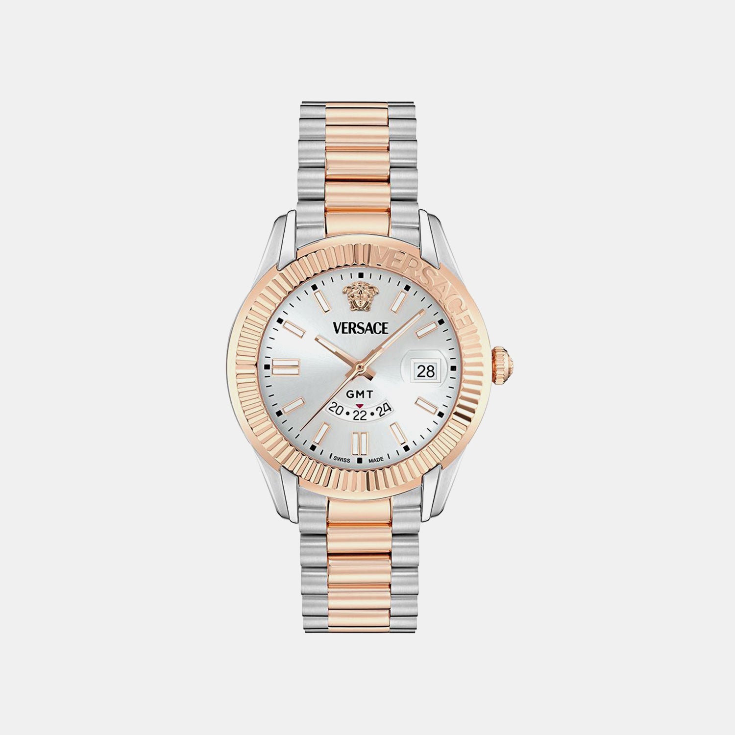 Men GMT Silver White Dial Analog Recycled Steel Watch VE0U00425