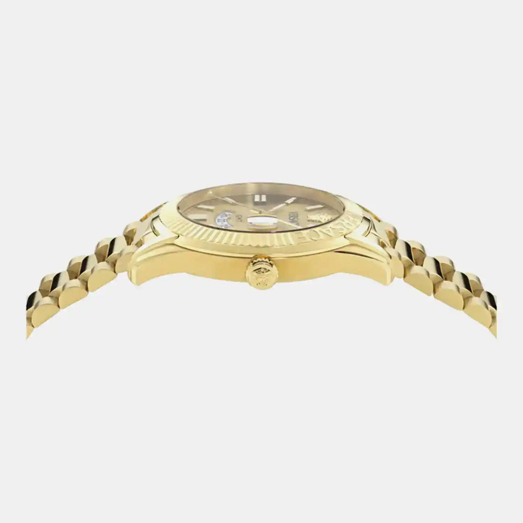 Apodis Men Quartz Gold Dial Analog Stainless Steel Watch VE0U00525