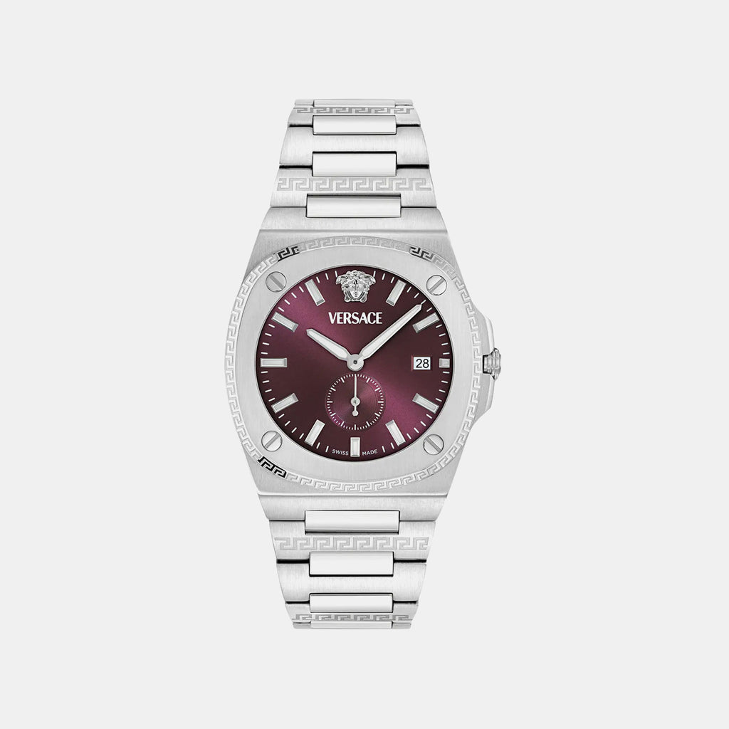 Men Quartz Burgundy Dial Analog Recycled Steel Watch VE0V00125