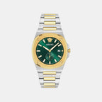 Men Quartz Green Dial Analog Recycled Steel Watch VE0V00425