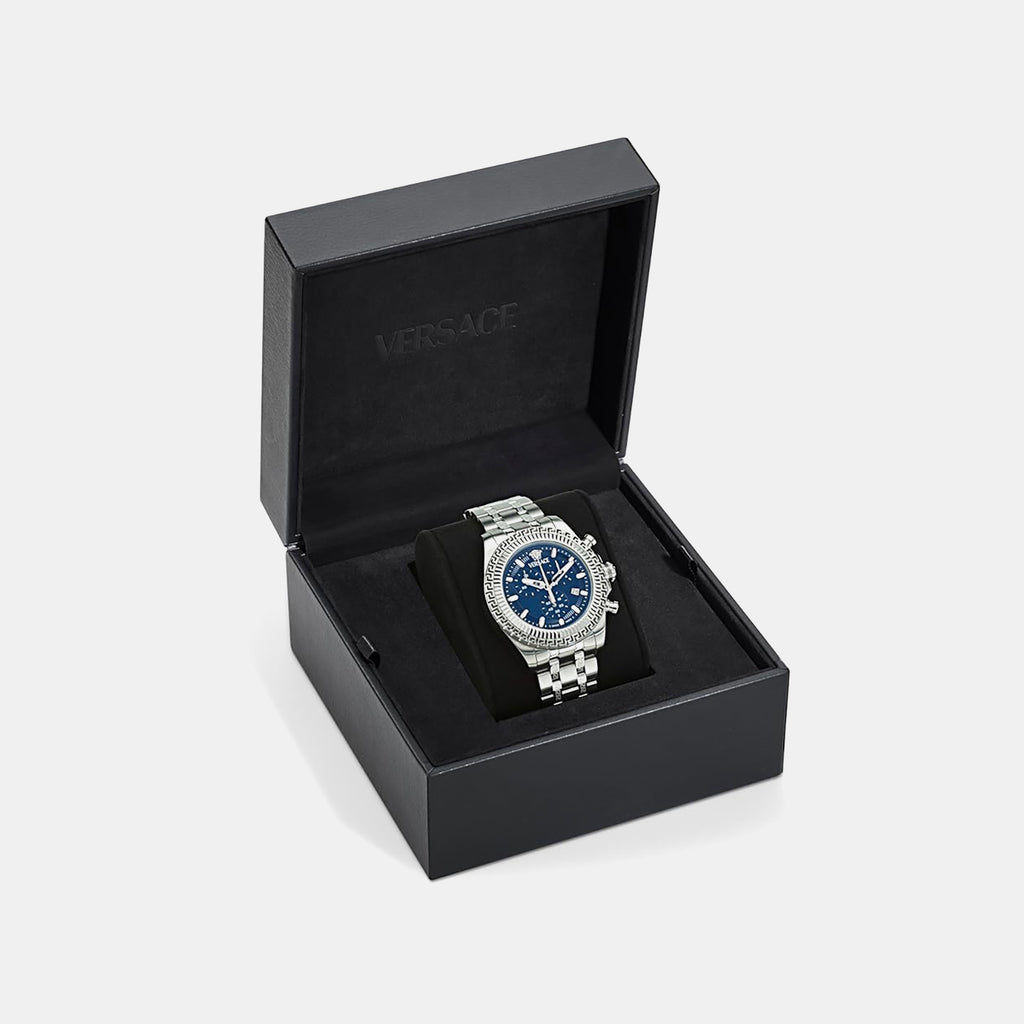 Versace Fornax (Wc-0W) Men Quartz Blue Dial Chronograph Stainless Steel Watch VE0W00325