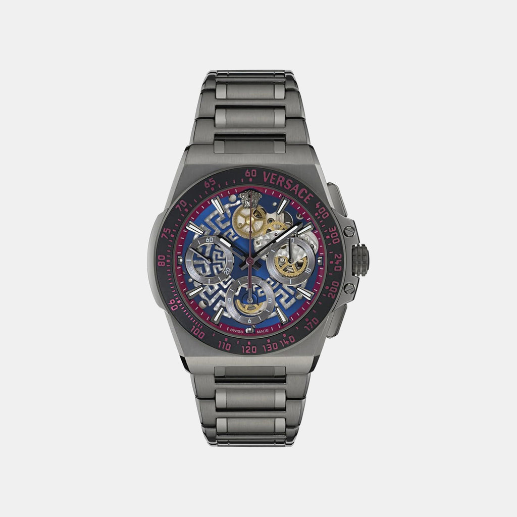 Landeron Skeleton Men Automatic Blue Dial Chronograph Stainless Steel Watch VE0Y00225