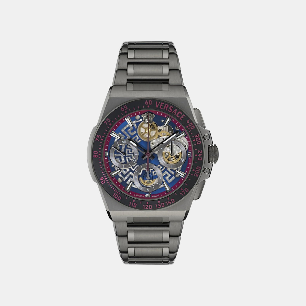 Landeron Skeleton Men Automatic Blue Dial Chronograph Stainless Steel Watch VE0Y00225
