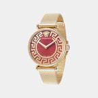 Greca Glam Women Quartz Red Dial Analog Stainless Steel Watch VE1CA0523