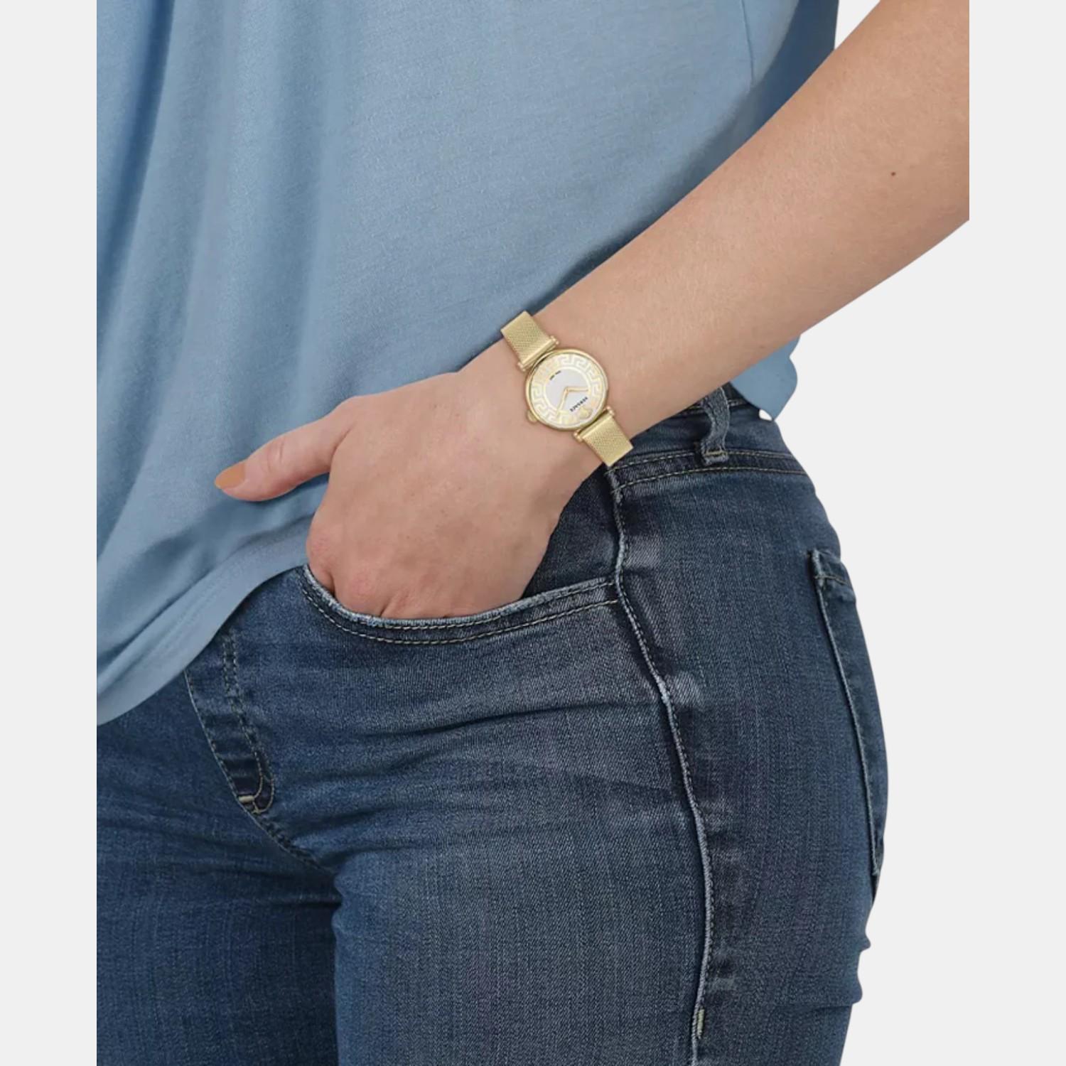 Women Quartz Silver Dial Analog Stainless Steel Watch VE1CA0623