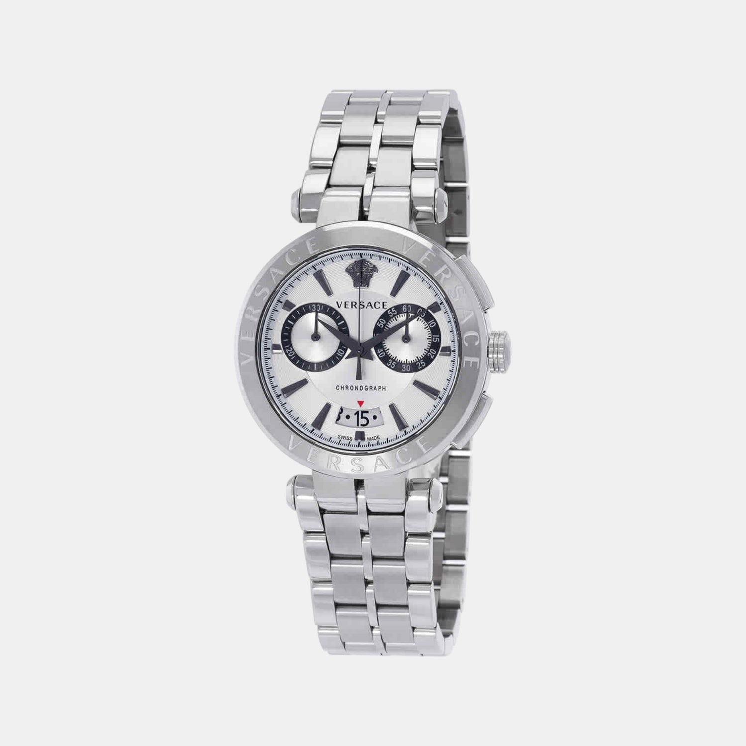 Aion Men Quartz White Dial Chronograph Stainless Steel Watch VE1D01823