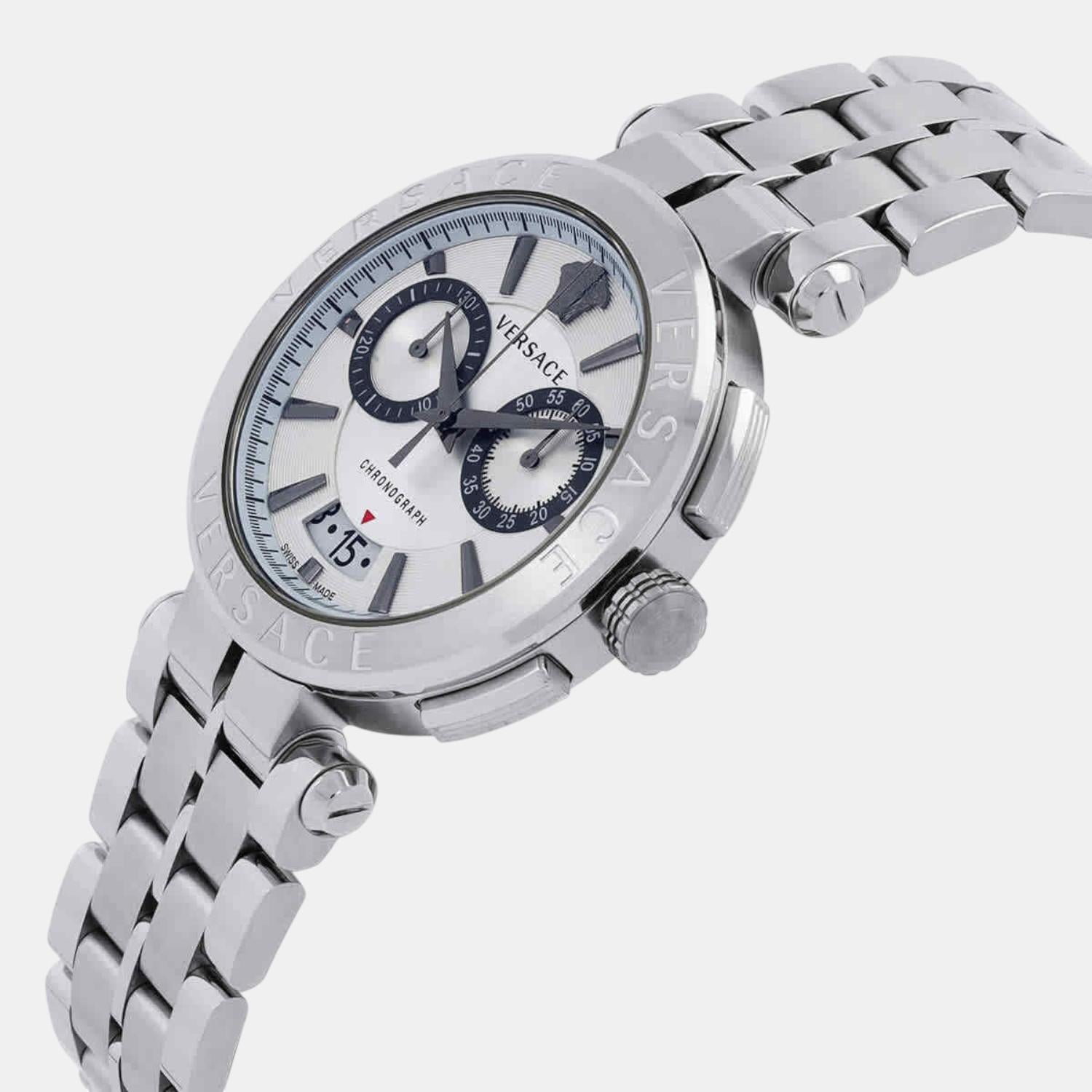Aion Men Quartz White Dial Chronograph Stainless Steel Watch VE1D01823
