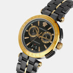 Aion Men Quartz Black Dial Chronograph Stainless Steel Watch VE1D02023