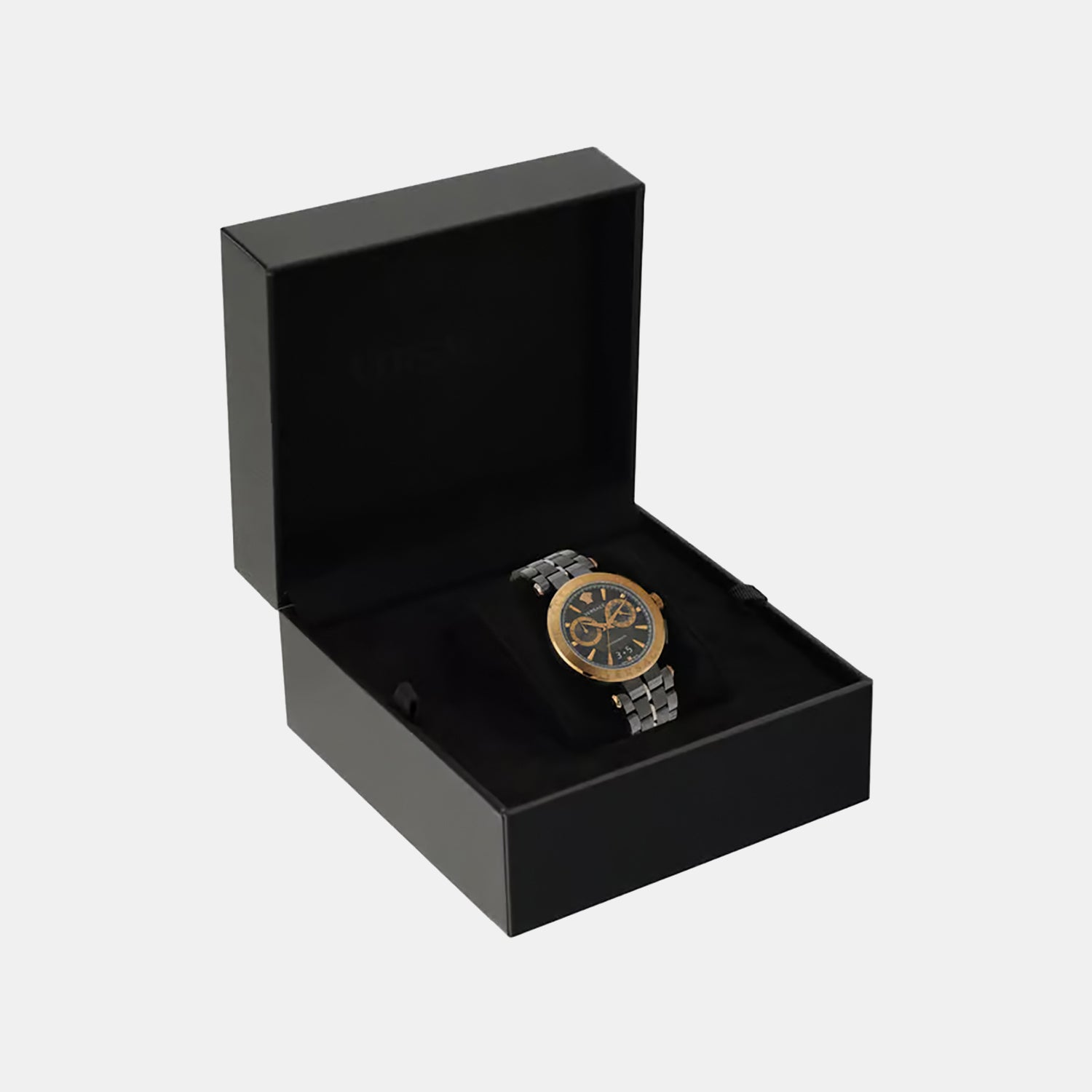 Aion Men Quartz Black Dial Chronograph Stainless Steel Watch VE1D02023