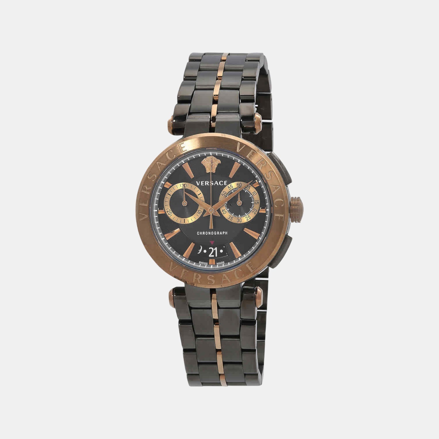 Aion Men Quartz Black Dial Chronograph Stainless Steel Watch VE1D02023