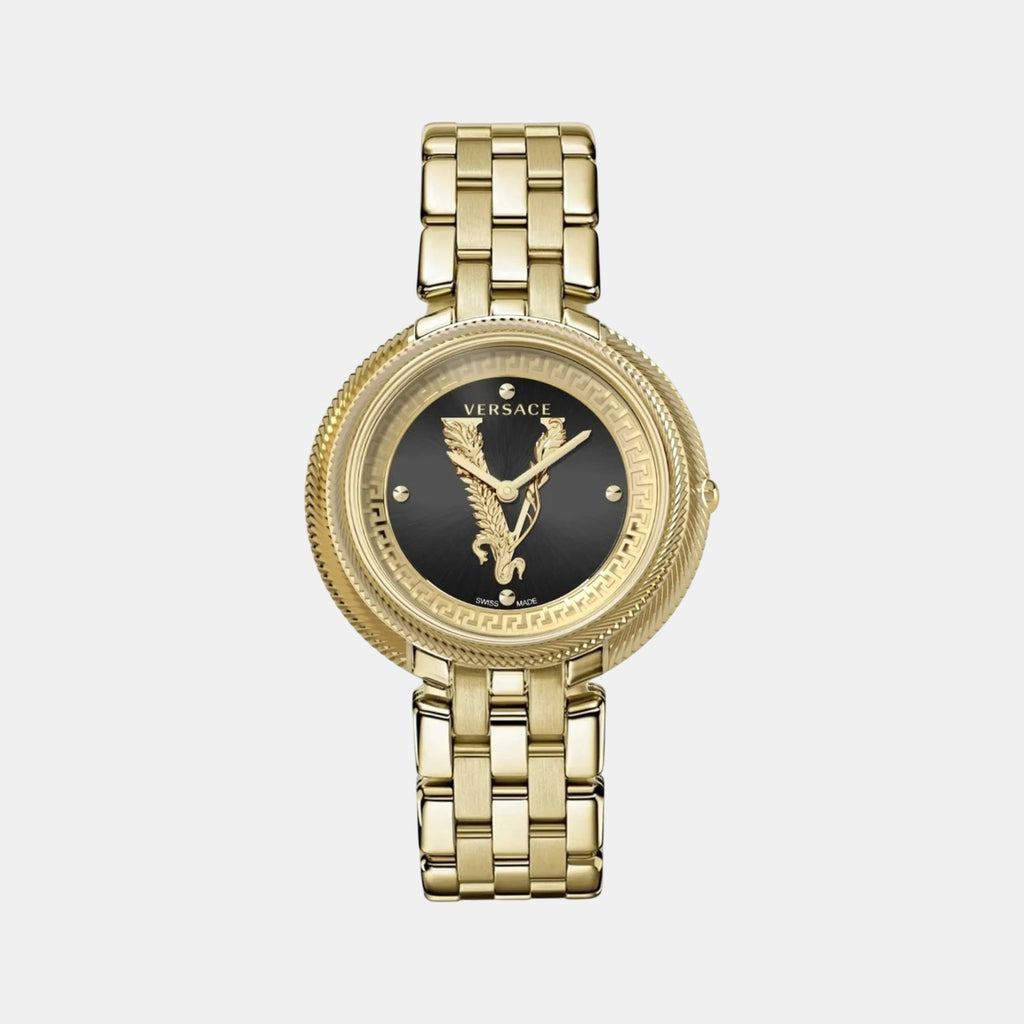 New Thea Women Quartz Black Dial Analog Stainless Steel Watch VE2CA0723