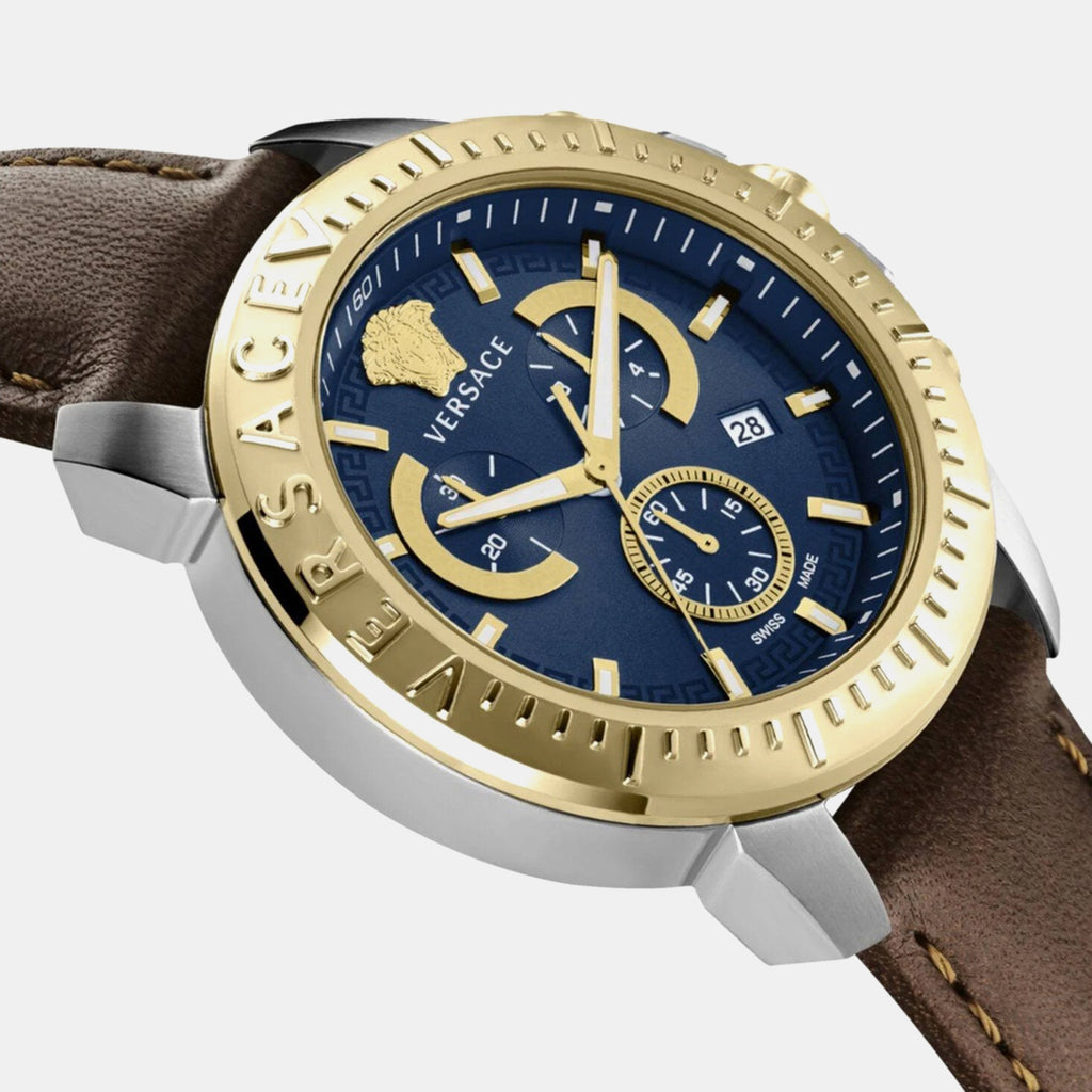 Men Quartz Blue Dial Chronograph Leather Watch VE2E00221