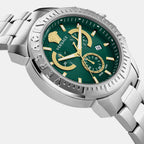 Men Quartz Green Dial Analog Stainless Steel Watch VE2E00821