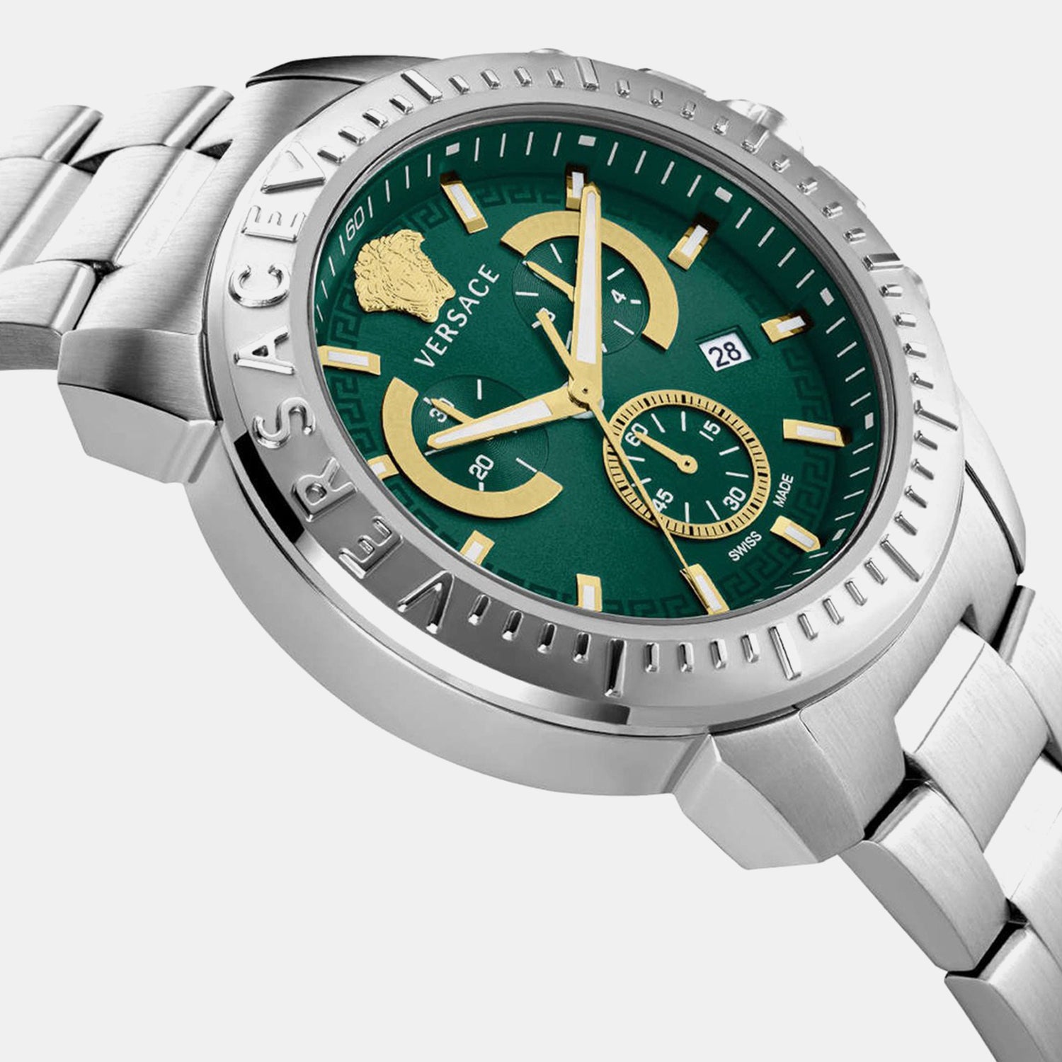 Men Quartz Green Dial Analog Stainless Steel Watch VE2E00821