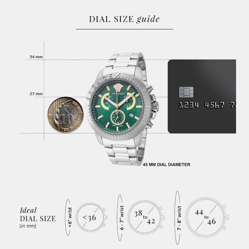 Men Quartz Green Dial Analog Stainless Steel Watch VE2E00821