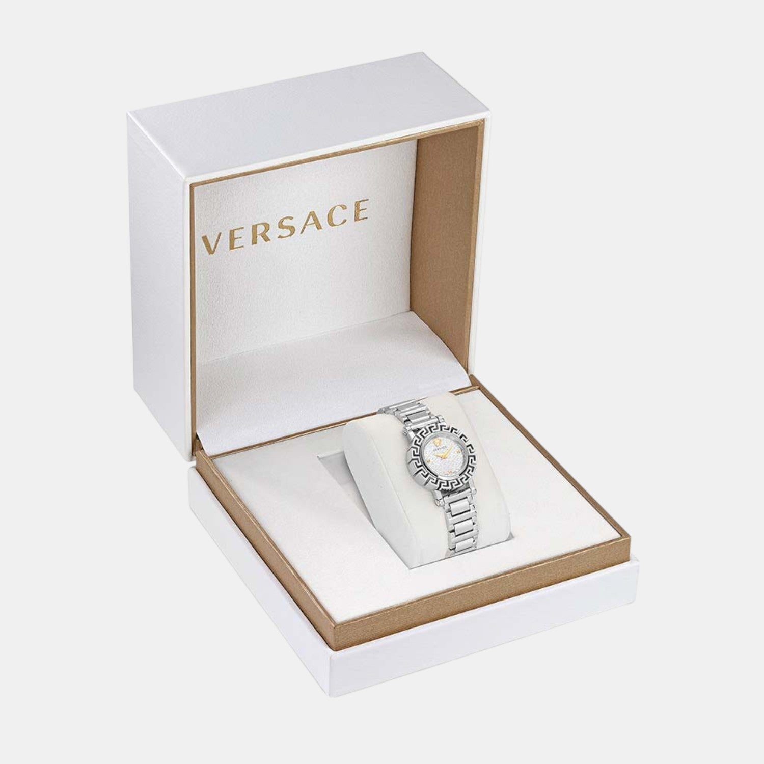 Greca Glam Women Quartz Silver Dial Analog Stainless Steel Watch VE2Q00322