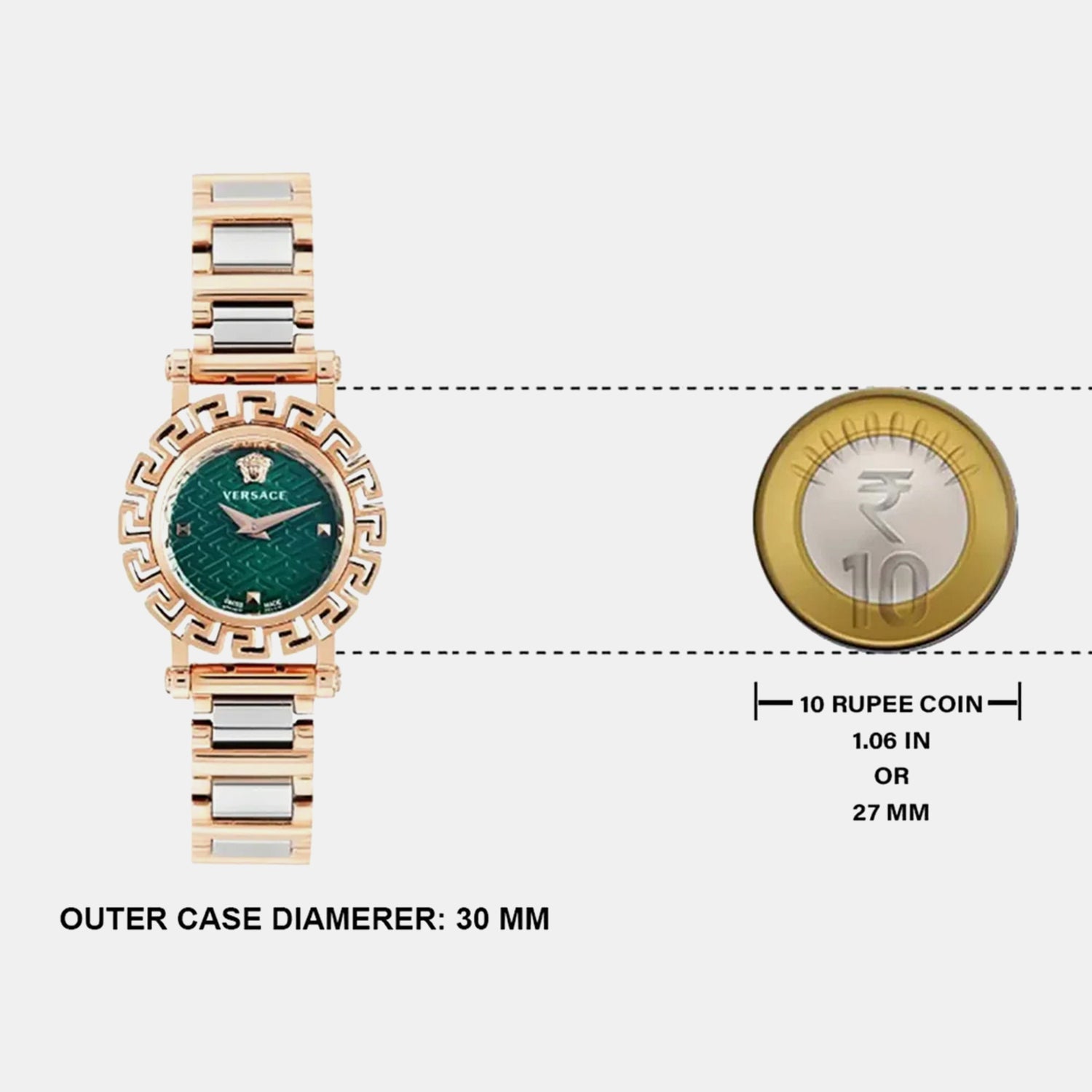 Greca Glam Women Quartz Green Dial Analog Stainless Steel Watch VE2Q00724