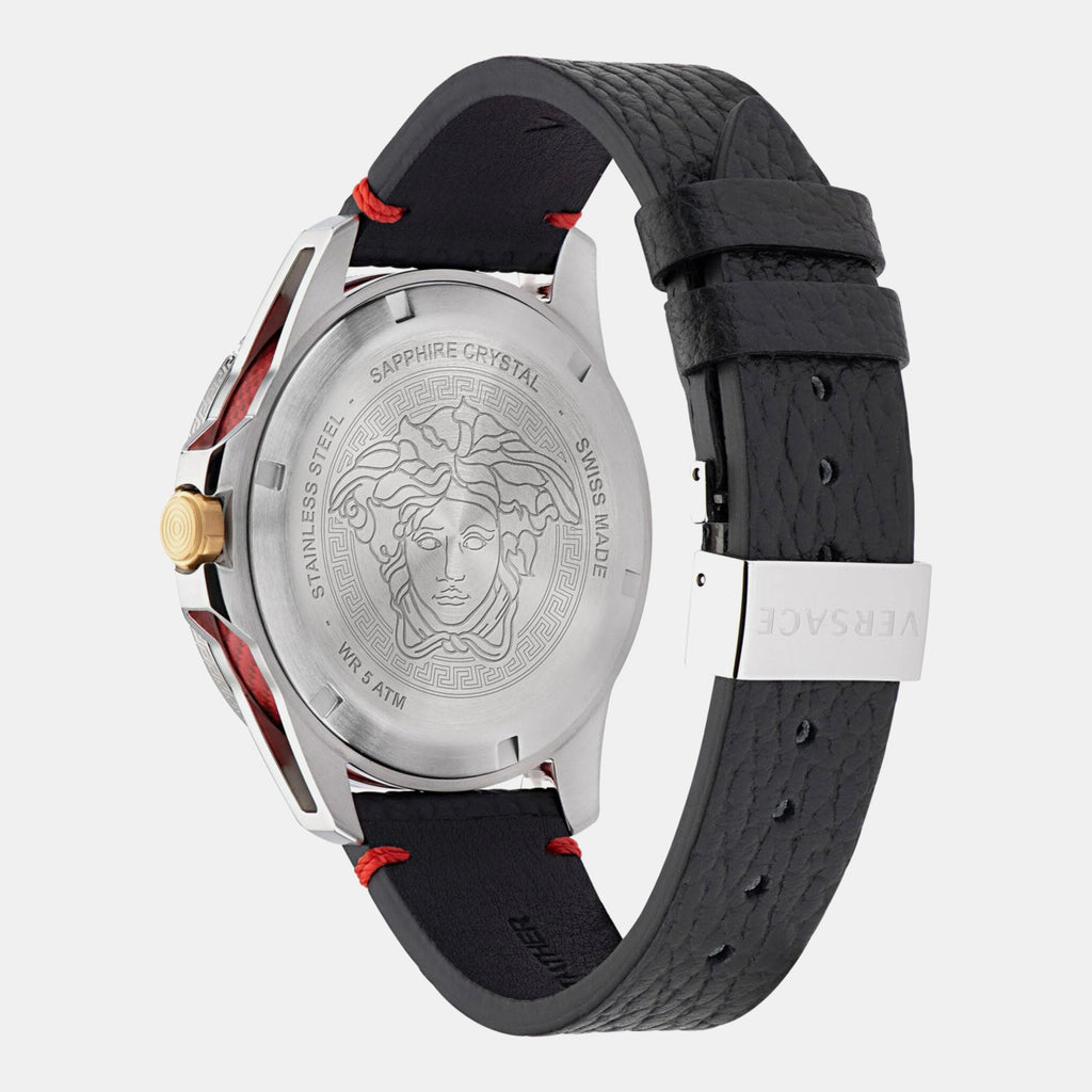 Men Quartz Black Dial Analog Leather Watch VE2W00122
