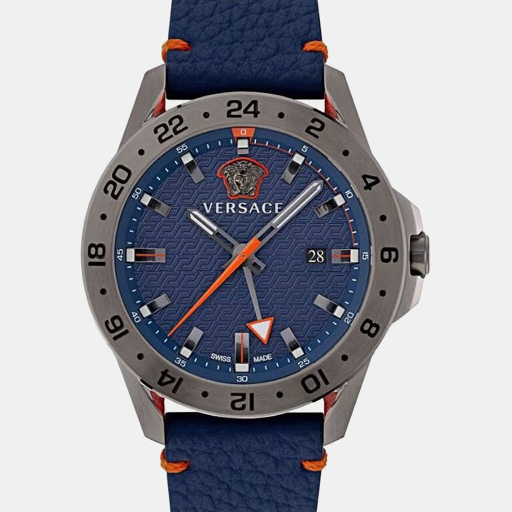 Men Quartz Blue Dial Analog Leather Watch VE2W00222