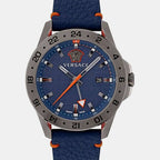 Men Quartz Blue Dial Analog Leather Watch VE2W00222