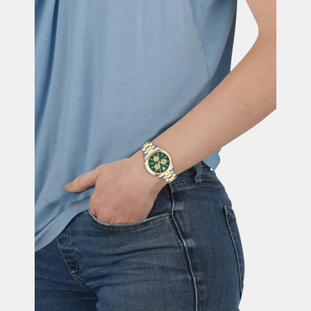 Medusa Women Quartz Green Dial Chronograph Stainless Steel Watch VE3CA0623