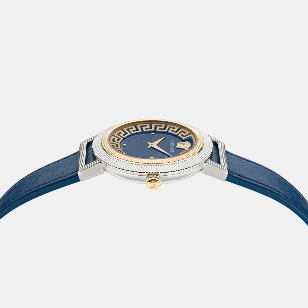 Greca Chic Women Quartz Blue Dial Analog Leather Watch VE3D00122