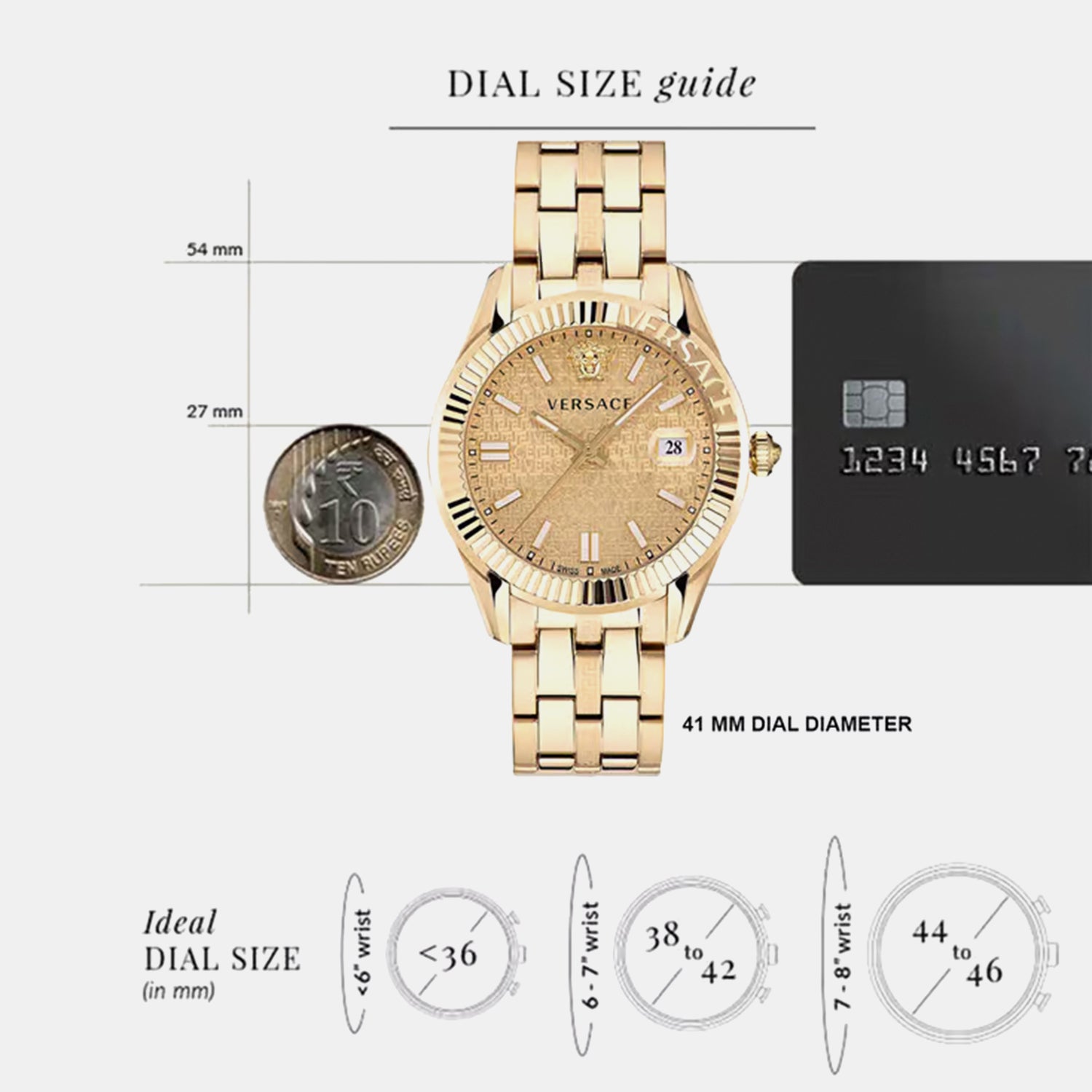 Greca Men Quartz Gold Dial Analog Stainless Steel Watch VE3K00522