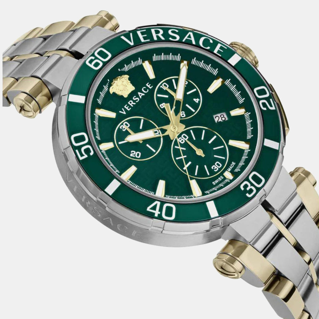 Men Quartz Green Dial Chronograph Stainless Steel Watch VE3L00422