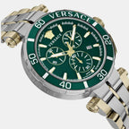 Men Quartz Green Dial Chronograph Stainless Steel Watch VE3L00422