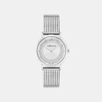 Women Quartz Silver Dial Analog Stainless Steel Watch VE3M00422