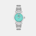 Women Quartz Light Blue Dial Analog Stainless Steel Watch VE5B00225