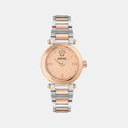 Greek Women Quartz Rose Gold Asymmetrical Dial Analog Stainless Steel Watch VE5B00425